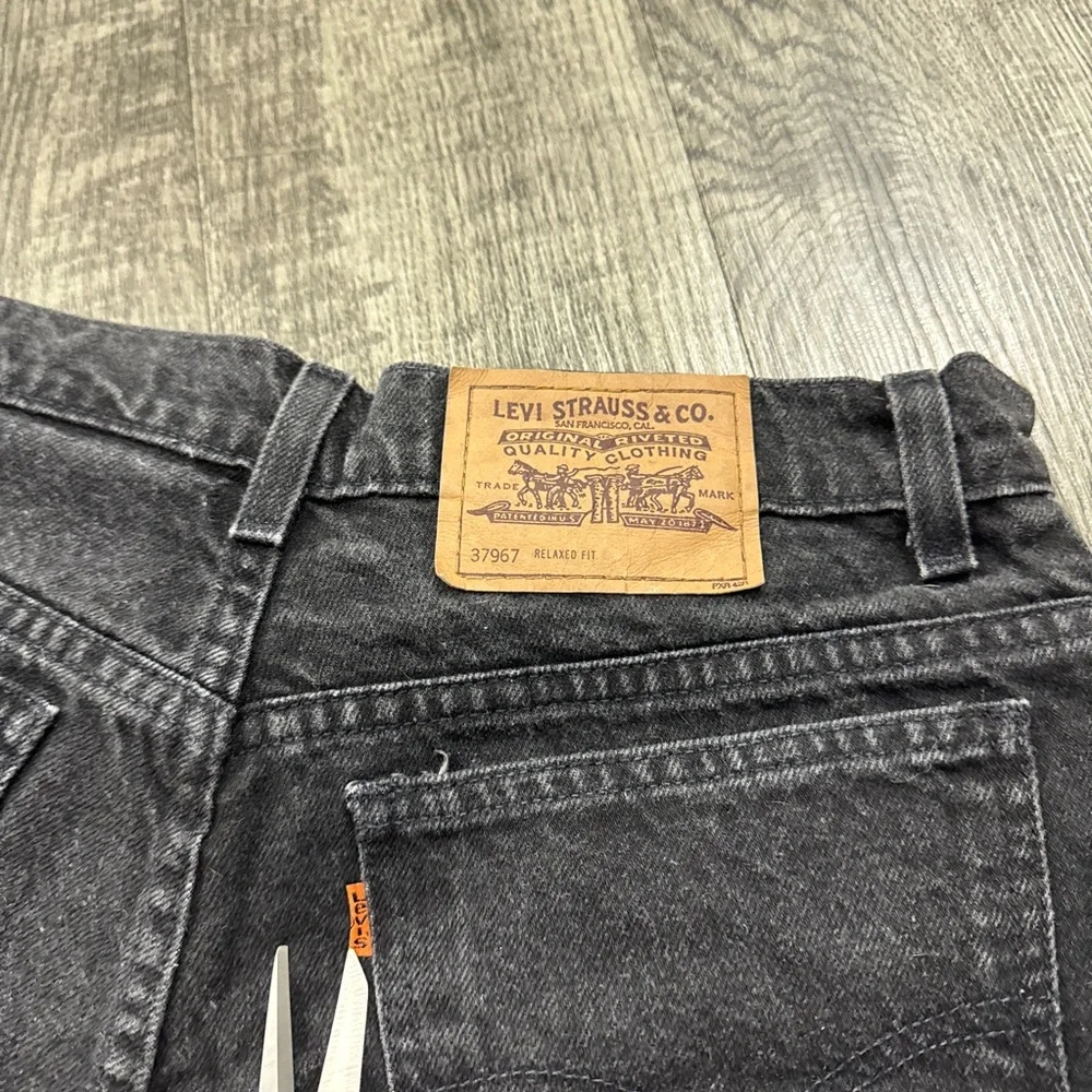 Vintage Levi’s 967 Black Cutoff Denim Orange Tab Shorts Relaxed Fit